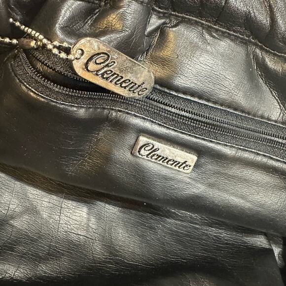 Vintage 80s Clemente Black & Silver Metallic Snakeskin Leathe Purse Clutch, RARE - Picture 10 of 14